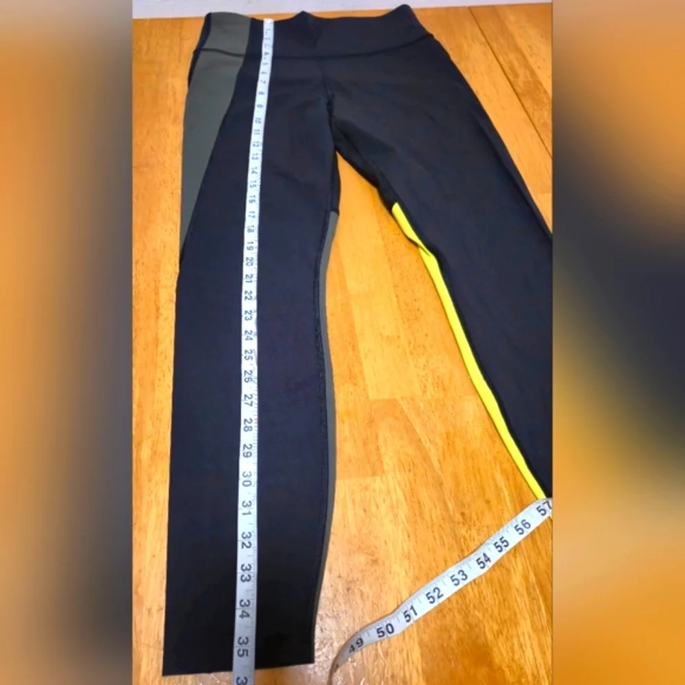 Athleta Black and Yellow Leggings Stretchy Athletic‎ Fit